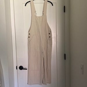 cream wideleg overalls